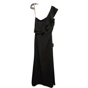 Lulus Grand Beauty Black Ruffled One-Shoulder Mermaid Maxi Dress Size XL NWT